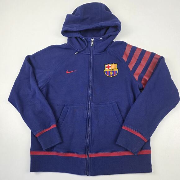 Nike FC Barcelona Full Zip Dri-Fit Soccer Jacket Hoodie Medium Men Blue - Picture 1 of 10